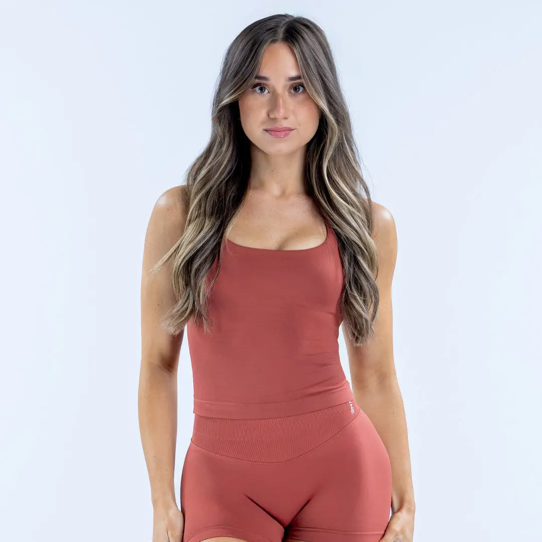 Df Impact Seamless Halter Tank Top for Women - Backless Snatched Fit Gym and Yoga Workout Vest