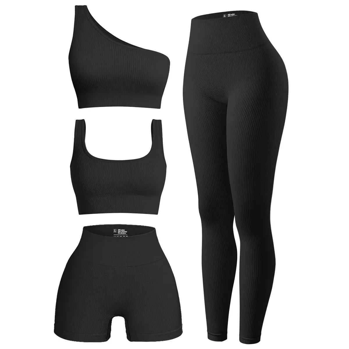 Women's 4 Piece Ribbed Active Set