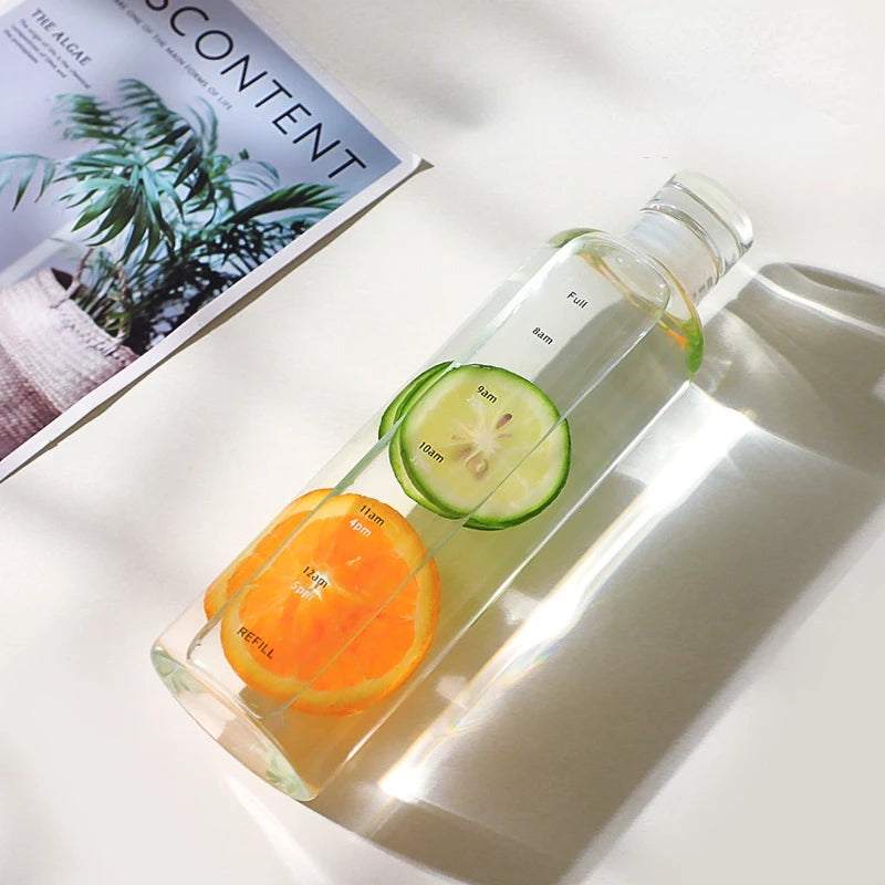 Transparent Plastic Water Bottle with Time Scale Large Capacity Leakproof Drink Bottle Drop-Resistant Drink Cup for Sport Travel