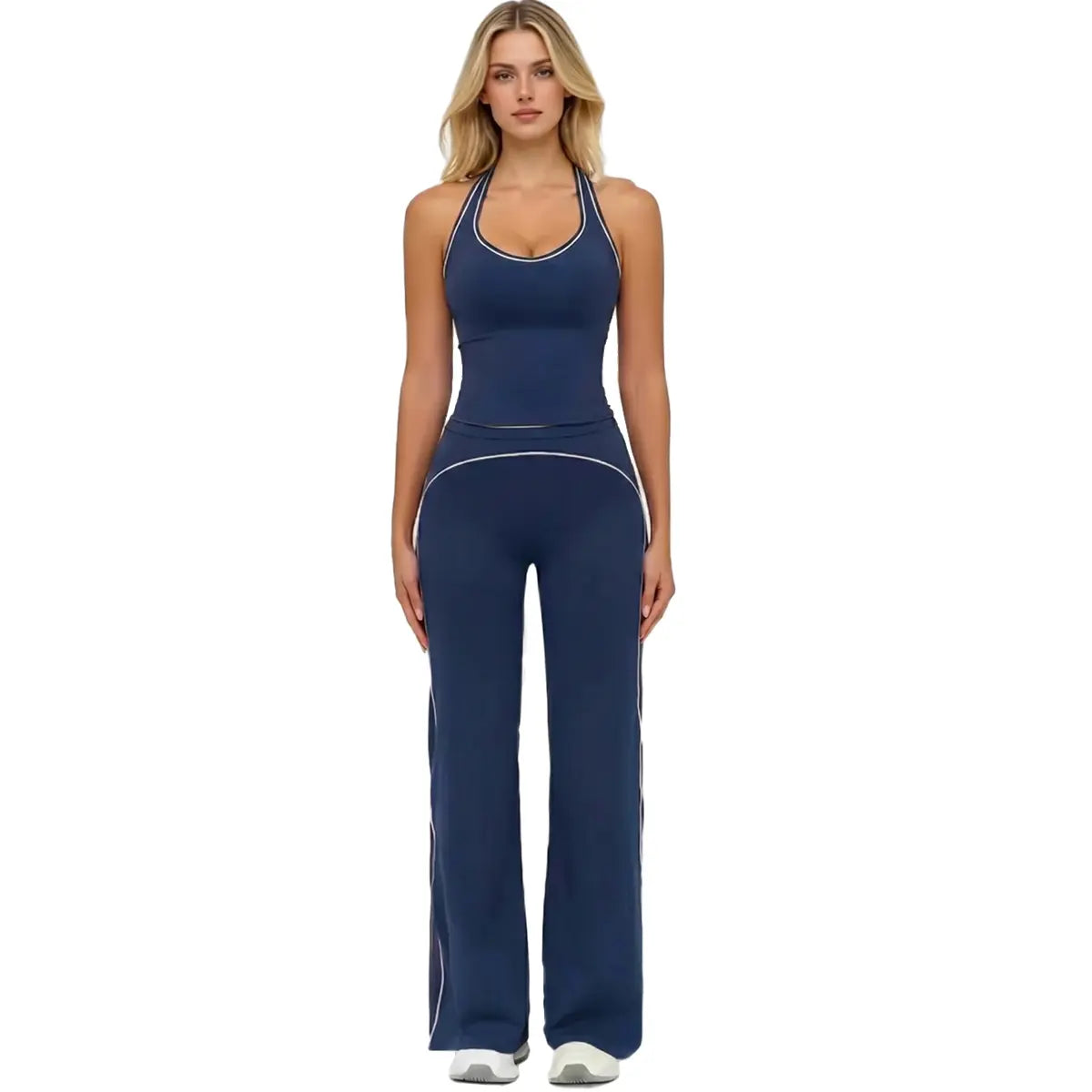 Women'S 2-Piece Yoga Clothes Set, High-Waisted Crossover V-Cut Flare Leggings & Tank Tops, Tummy Control Stretchy Spandex Gymwear for Yoga, Running, 2 Piece Sets, Workout Sets for Women