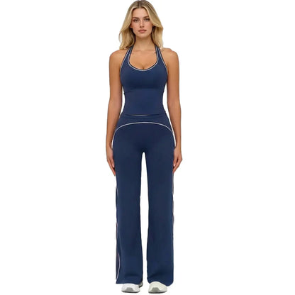 Women'S 2-Piece Yoga Clothes Set, High-Waisted Crossover V-Cut Flare Leggings & Tank Tops, Tummy Control Stretchy Spandex Gymwear for Yoga, Running, 2 Piece Sets, Workout Sets for Women
