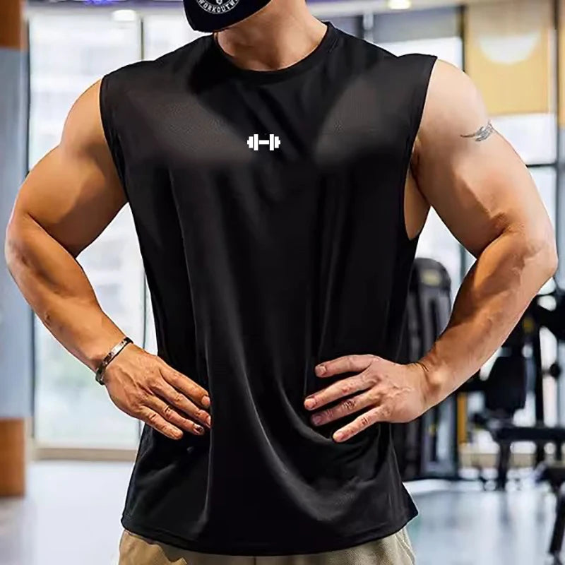 Summer Gym Tank Top Mens Fitness Training Clothing Quick Dry Loose Fit Bodybuilding Sleeveless T Shirts Fashion Basketball Vest