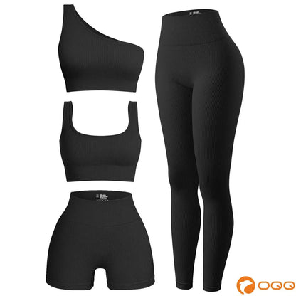 Women's 4 Piece Ribbed Active Set
