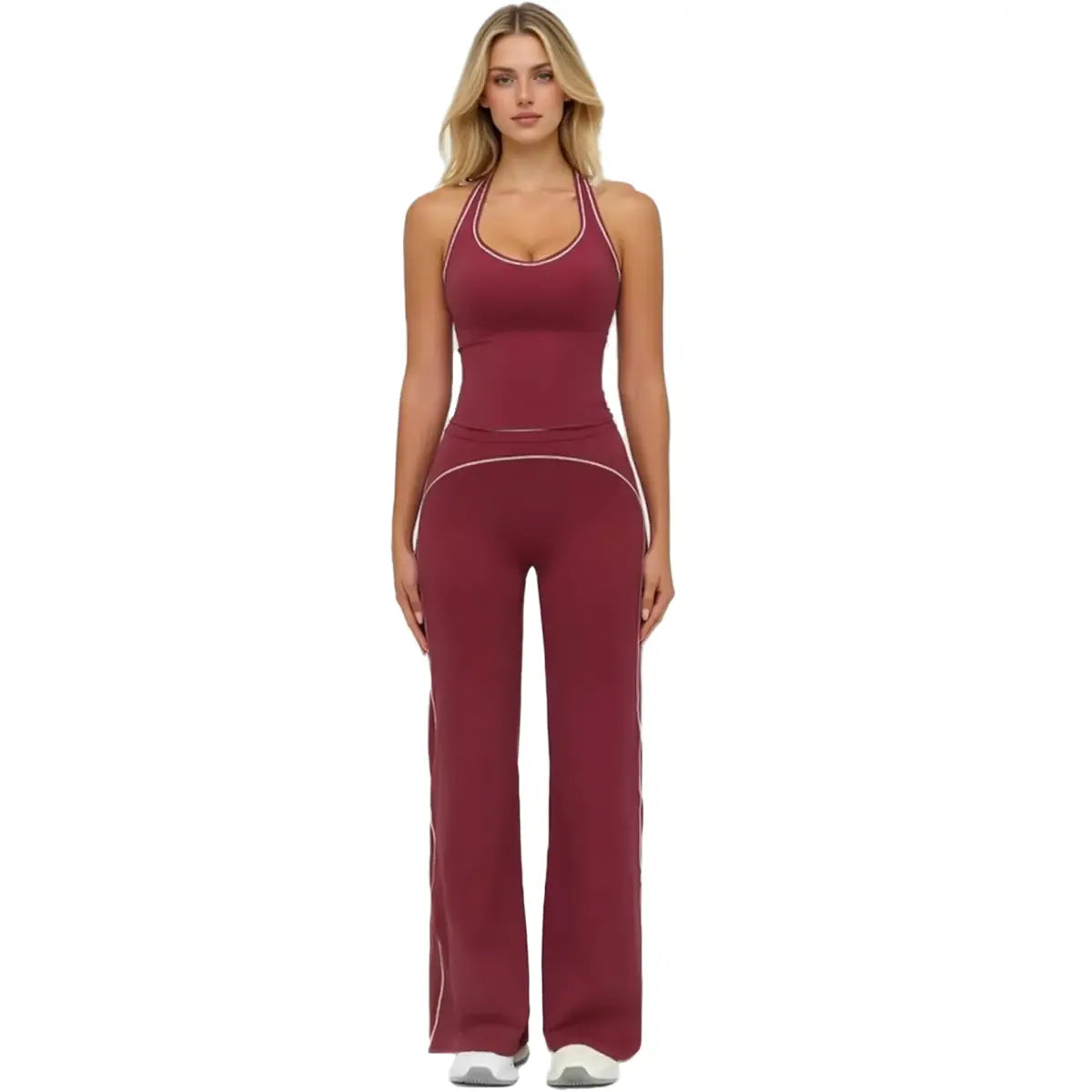 Women'S 2-Piece Yoga Clothes Set, High-Waisted Crossover V-Cut Flare Leggings & Tank Tops, Tummy Control Stretchy Spandex Gymwear for Yoga, Running, 2 Piece Sets, Workout Sets for Women
