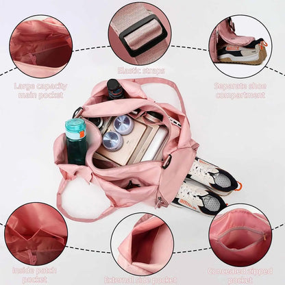 Gym Bag with Yoga Mat Holder Sports Bags Totes Bag with Shoe Compartment & Wet Dry Storage Pockets Sports Travel Duffel Bag