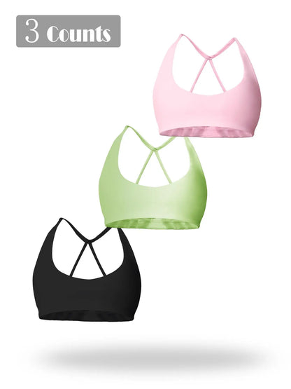 Women'S Solid Wireless Sports Bra, Breathable Comfortable Sports Bra, Gym Clothes, Pickleball Tennis Bras, Ladies Sportswear for Indoor Outdoor Wear
