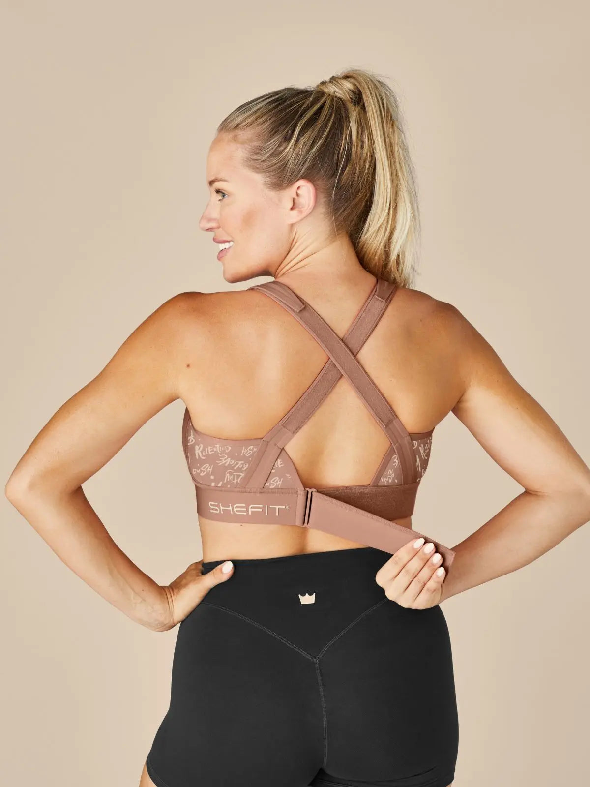 SHEFIT Flex Synthetic Sports Bra in Sienna Glow - Performance Activewear for Gym and Workout