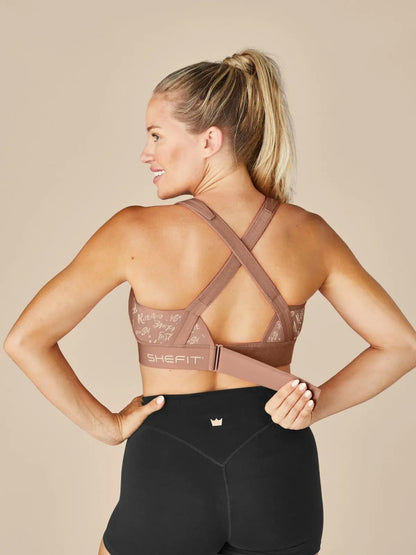 SHEFIT Flex Synthetic Sports Bra in Sienna Glow - Performance Activewear for Gym and Workout