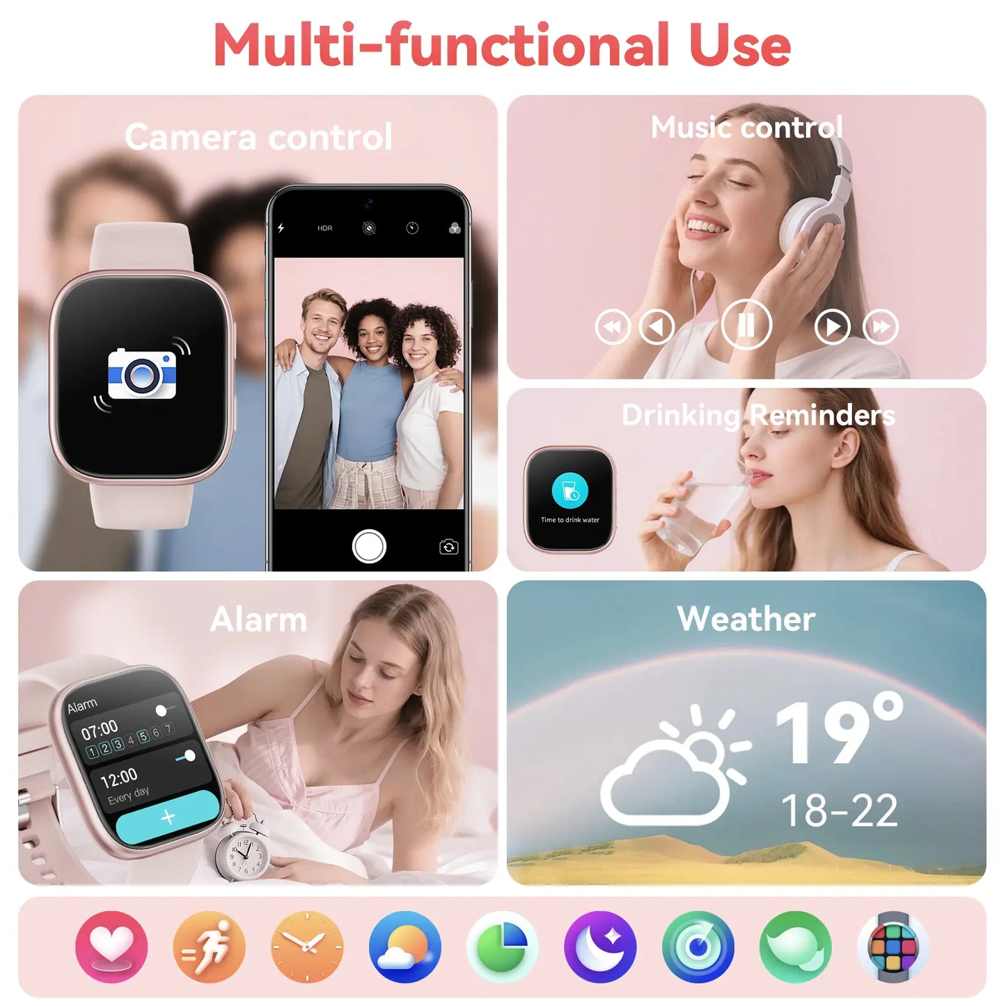 2026 Women's Smartwatch: Fitness Tracker with Call & Message Alerts, 100+ Sports Modes, Customizable Dials - Perfect Gift for Android & iPhone Users!