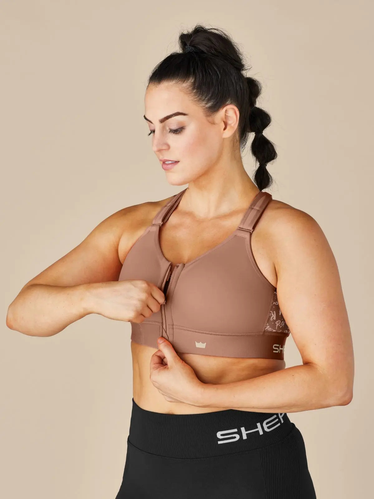SHEFIT Flex Synthetic Sports Bra in Sienna Glow - Performance Activewear for Gym and Workout