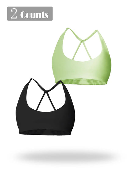 Women'S Solid Wireless Sports Bra, Breathable Comfortable Sports Bra, Gym Clothes, Pickleball Tennis Bras, Ladies Sportswear for Indoor Outdoor Wear
