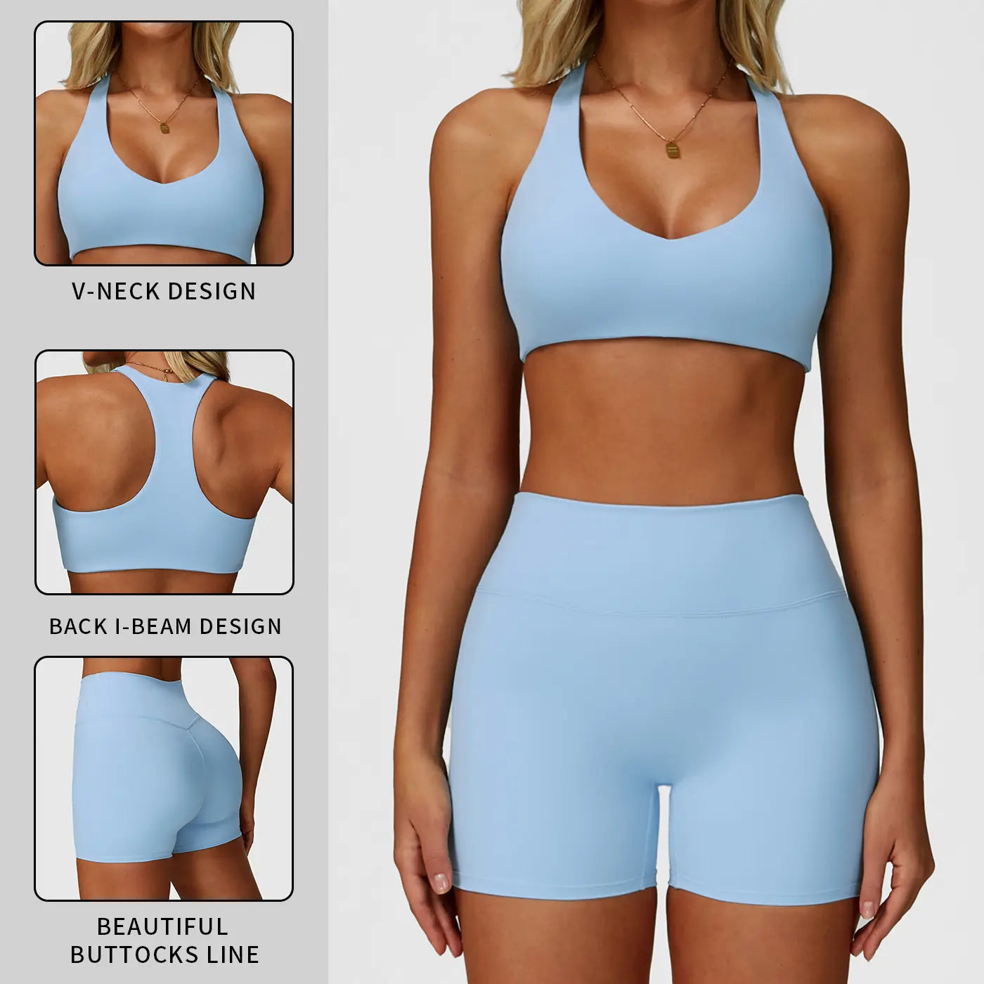 Women's Two-Piece Solid Backless Camisole and High-Waisted Shorts Tracksuit, Sleeveless Spaghetti Strap Crop Top and Fitted Shorts, Versatile Sportswear for Indoor and Outdoor Activities