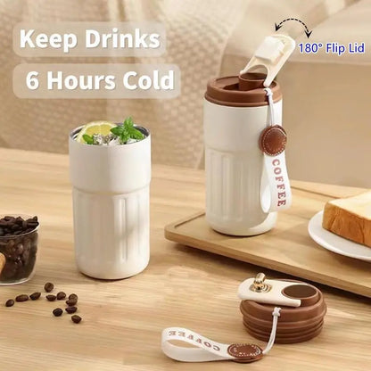 1Pc 316 Stainless Steel Insulated Coffee Mug, 15.55Oz Leakproof Flip-Top Travel Cup with Battery Powered Temperature Display, Keeps Drinks Hot or Cold for Hours, Coffee Cup, Coffee Travel Mug | Modern Coffee Mug | Durable Coffee Mug