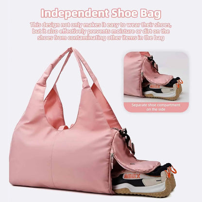 Gym Bag with Yoga Mat Holder Sports Bags Totes Bag with Shoe Compartment & Wet Dry Storage Pockets Sports Travel Duffel Bag