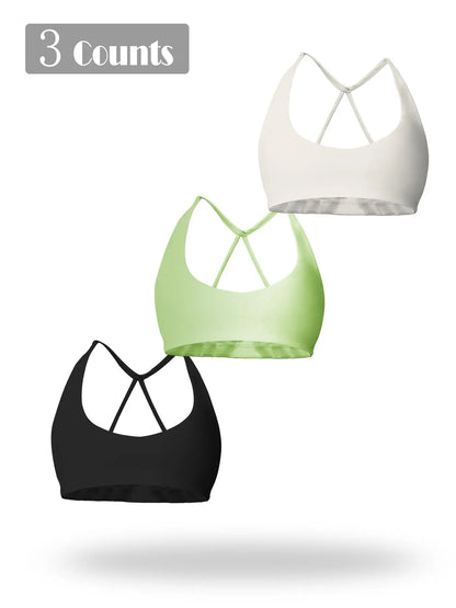 Women'S Solid Wireless Sports Bra, Breathable Comfortable Sports Bra, Gym Clothes, Pickleball Tennis Bras, Ladies Sportswear for Indoor Outdoor Wear
