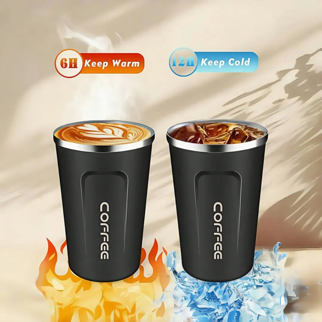 Insulated Stainless Steel Coffee Mug - 510/380ML Portable Vacuum Tumbler, Car Thermal Cup for Hot and Cold Beverages, Reusable Drinkware with Lid