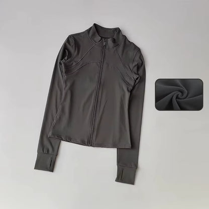 Yoga Suit Women'S High-End Standing Collar Long Sleeved Sports Jacket Running Training Fitness Top Windproof Running Suit