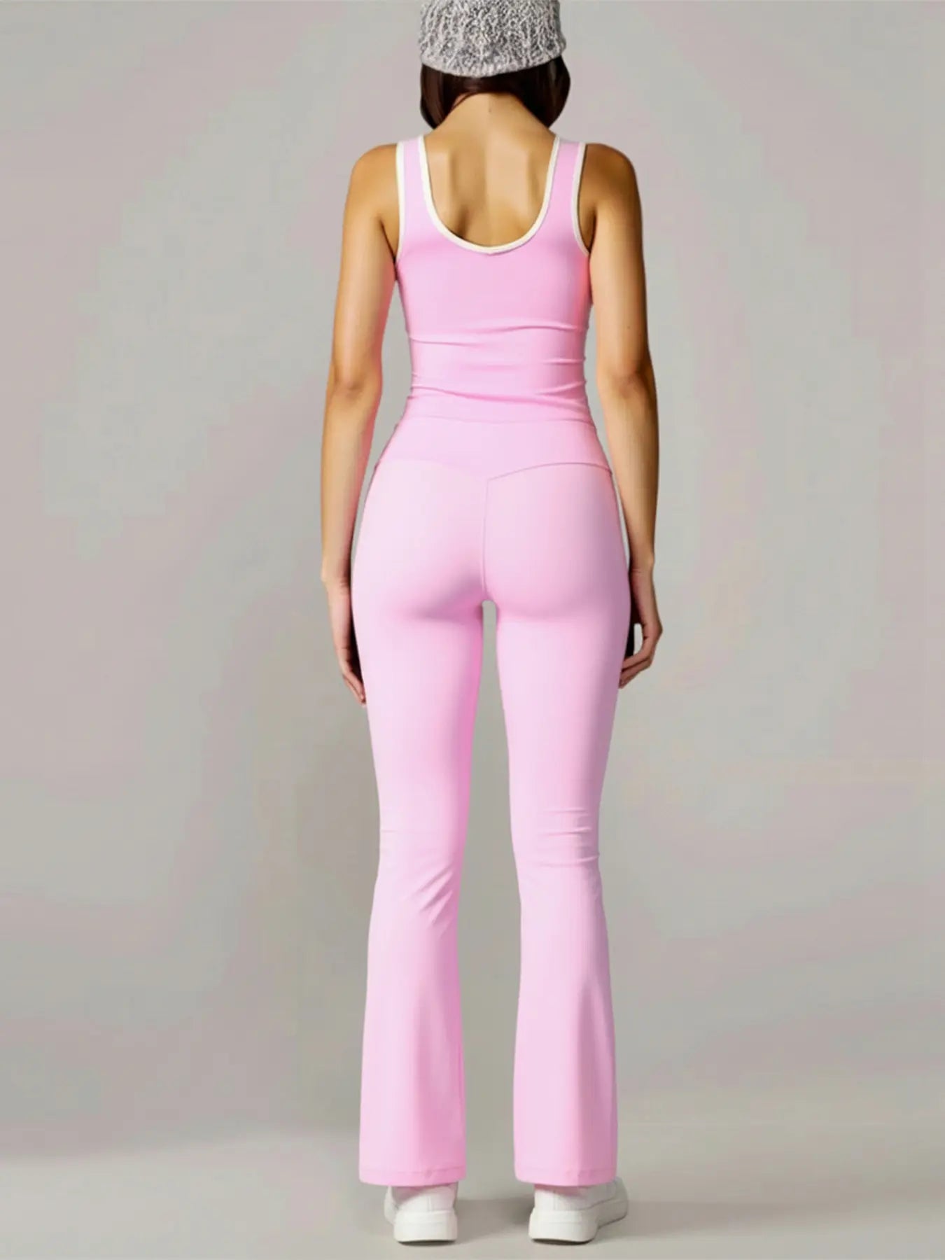Women'S 2-Piece Yoga Clothes Set, High-Waisted Crossover V-Cut Flare Leggings & Tank Tops, Tummy Control Stretchy Spandex Gymwear for Yoga, Running, 2 Piece Sets, Workout Sets for Women