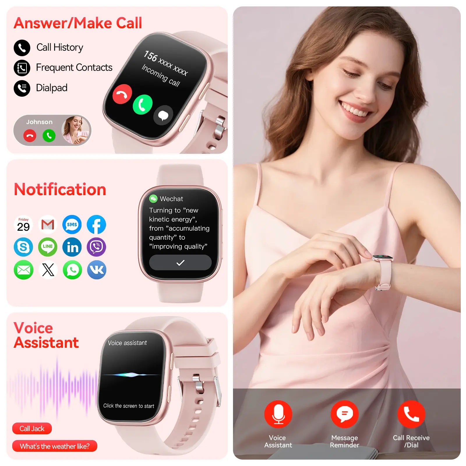 2026 Women's Smartwatch: Fitness Tracker with Call & Message Alerts, 100+ Sports Modes, Customizable Dials - Perfect Gift for Android & iPhone Users!