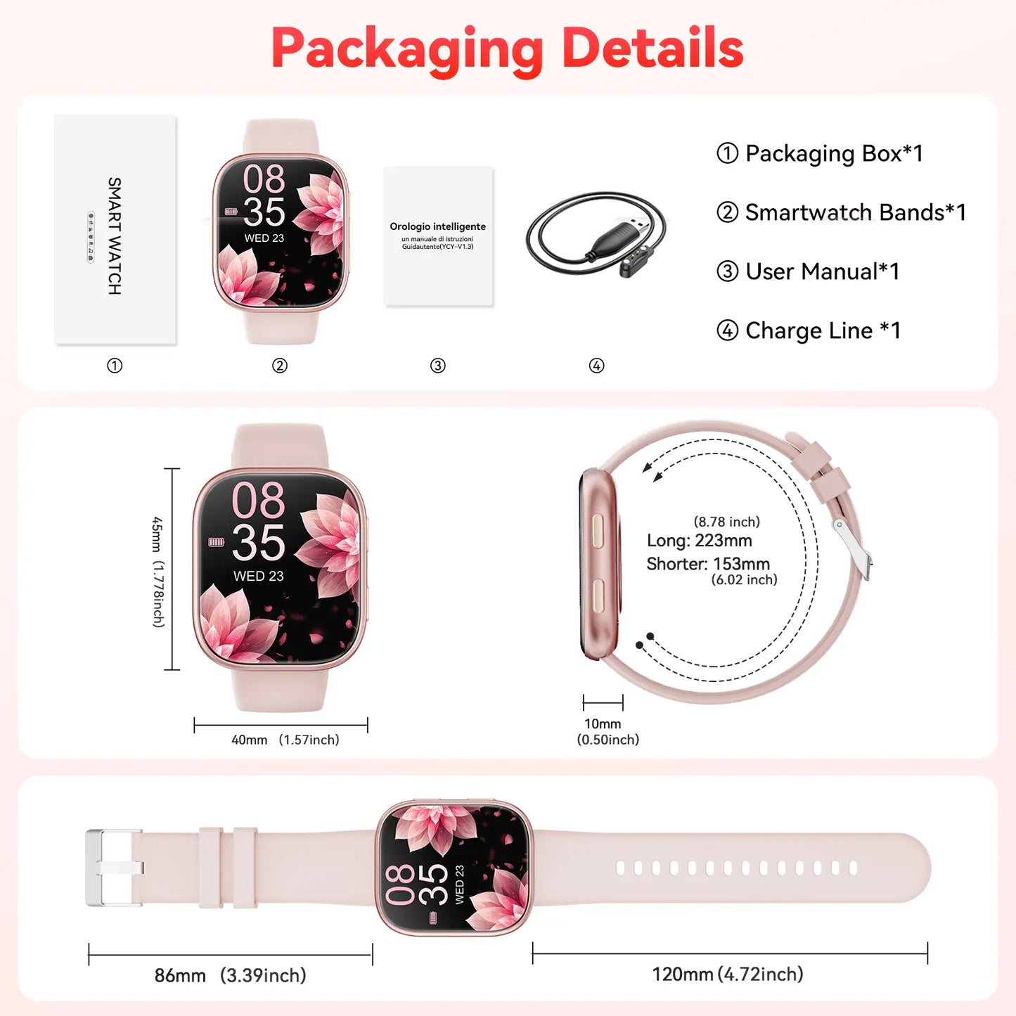 2026 Women's Smartwatch: Fitness Tracker with Call & Message Alerts, 100+ Sports Modes, Customizable Dials - Perfect Gift for Android & iPhone Users!