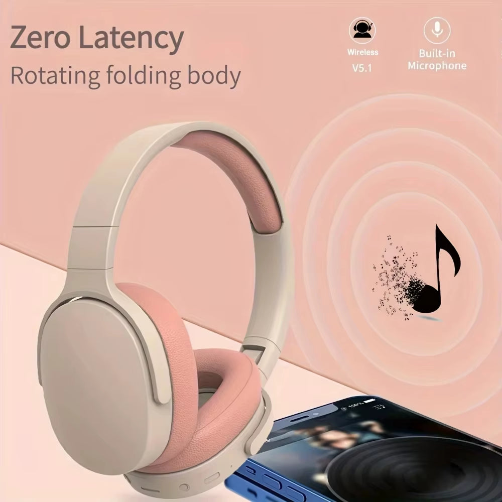 Wireless Bluetooth Headphones In-Ear Hifi Stereo Headphones Wireless Bass Gaming Headphones Tf/Aux Music Player with Microphone