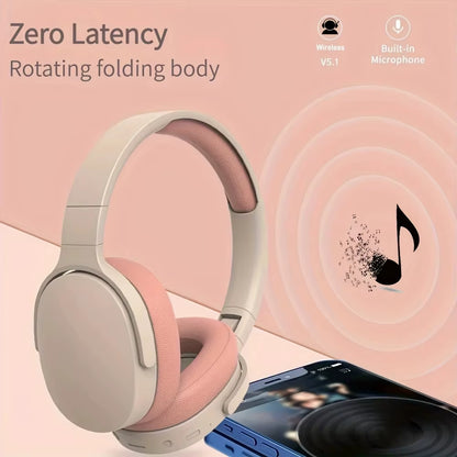 Wireless Bluetooth Headphones In-Ear Hifi Stereo Headphones Wireless Bass Gaming Headphones Tf/Aux Music Player with Microphone