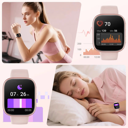 2026 Women's Smartwatch: Fitness Tracker with Call & Message Alerts, 100+ Sports Modes, Customizable Dials - Perfect Gift for Android & iPhone Users!