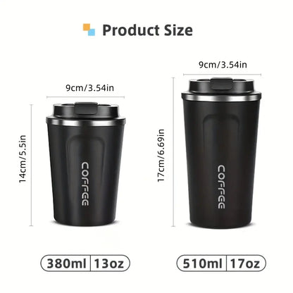 Insulated Stainless Steel Coffee Mug - 510/380ML Portable Vacuum Tumbler, Car Thermal Cup for Hot and Cold Beverages, Reusable Drinkware with Lid