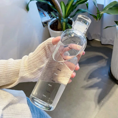 Transparent Plastic Water Bottle with Time Scale Large Capacity Leakproof Drink Bottle Drop-Resistant Drink Cup for Sport Travel