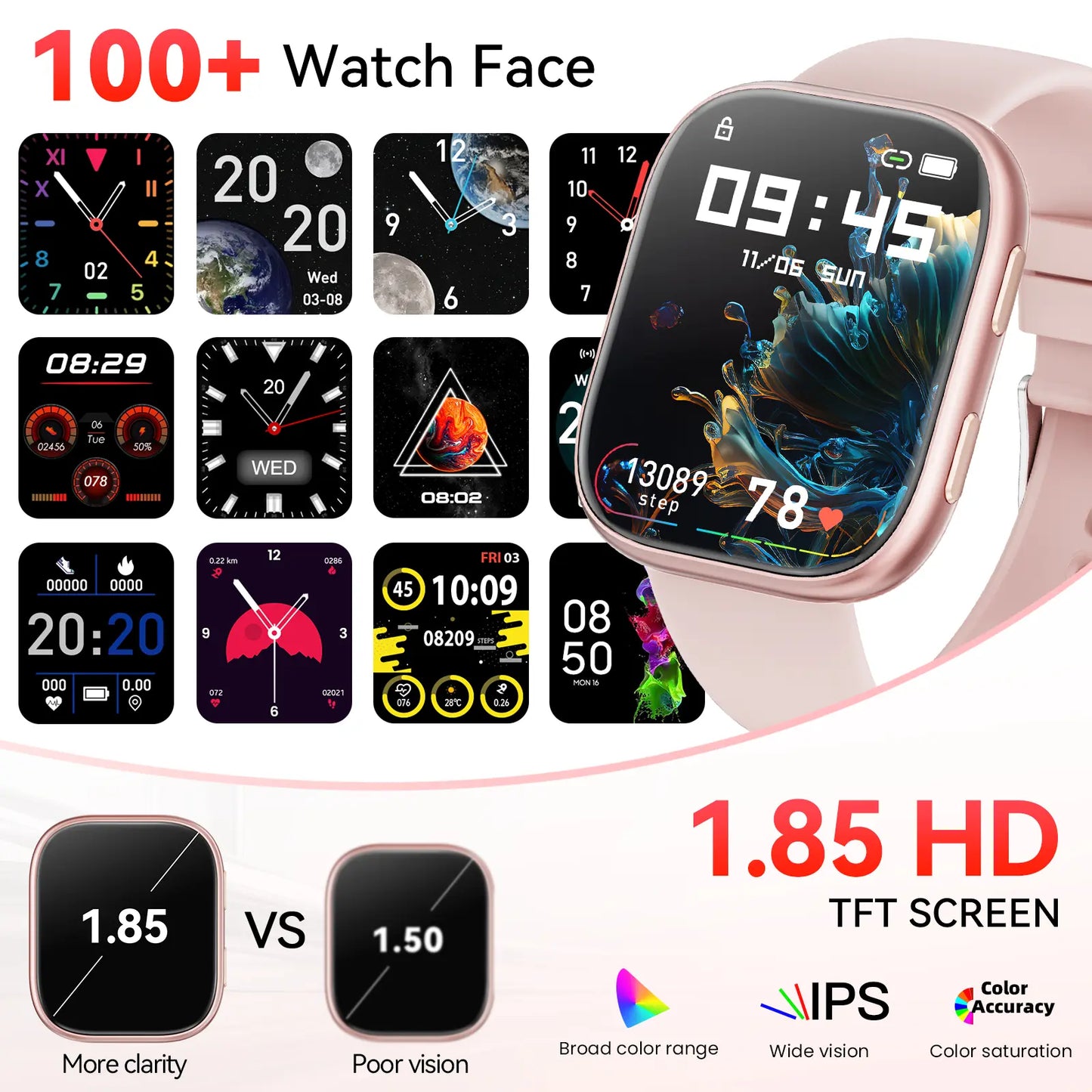 2026 Women's Smartwatch: Fitness Tracker with Call & Message Alerts, 100+ Sports Modes, Customizable Dials - Perfect Gift for Android & iPhone Users!