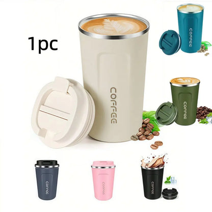 Insulated Stainless Steel Coffee Mug - 510/380ML Portable Vacuum Tumbler, Car Thermal Cup for Hot and Cold Beverages, Reusable Drinkware with Lid