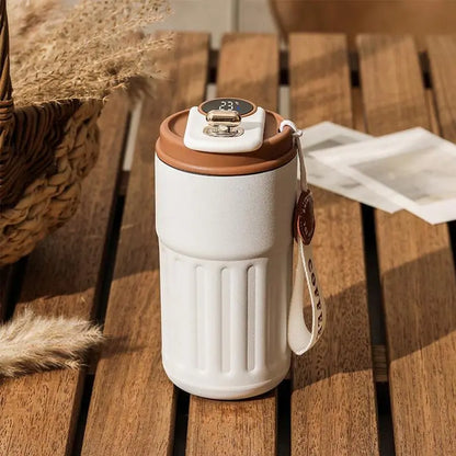 1Pc 316 Stainless Steel Insulated Coffee Mug, 15.55Oz Leakproof Flip-Top Travel Cup with Battery Powered Temperature Display, Keeps Drinks Hot or Cold for Hours, Coffee Cup, Coffee Travel Mug | Modern Coffee Mug | Durable Coffee Mug