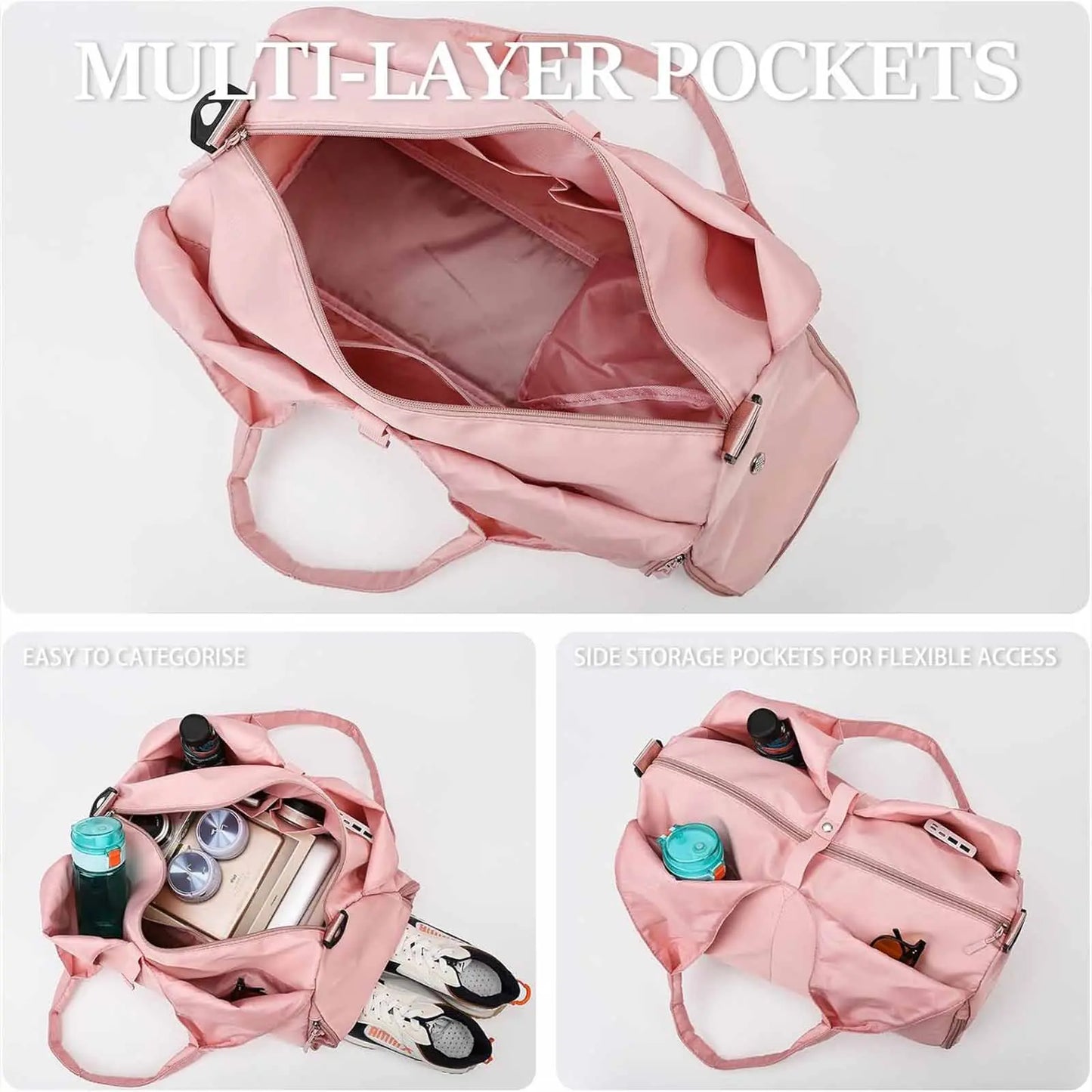 Gym Bag with Yoga Mat Holder Sports Bags Totes Bag with Shoe Compartment & Wet Dry Storage Pockets Sports Travel Duffel Bag
