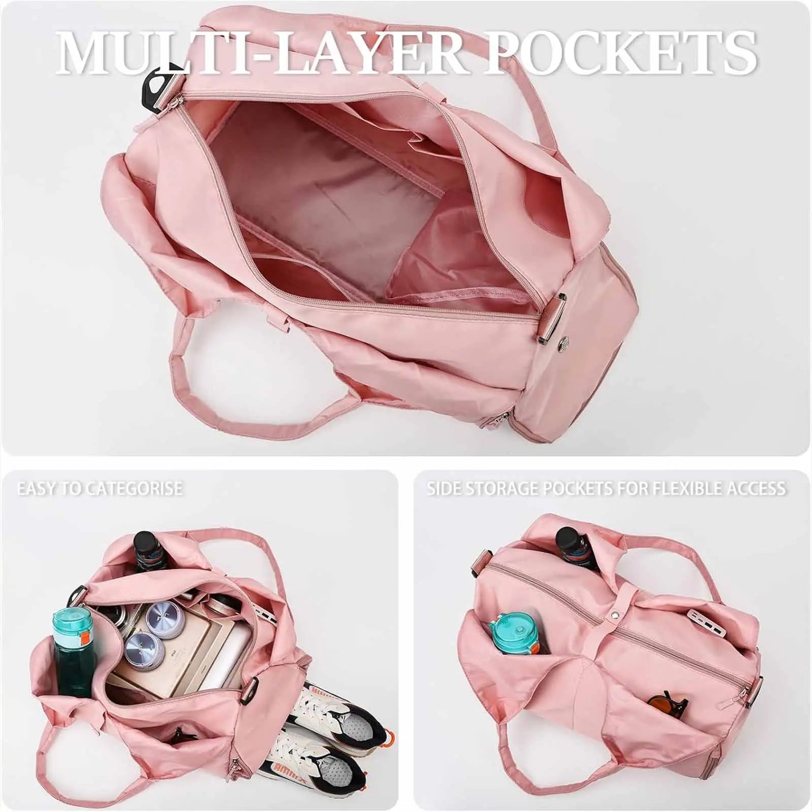 Gym Bag with Yoga Mat Holder Sports Bags Totes Bag with Shoe Compartment & Wet Dry Storage Pockets Sports Travel Duffel Bag