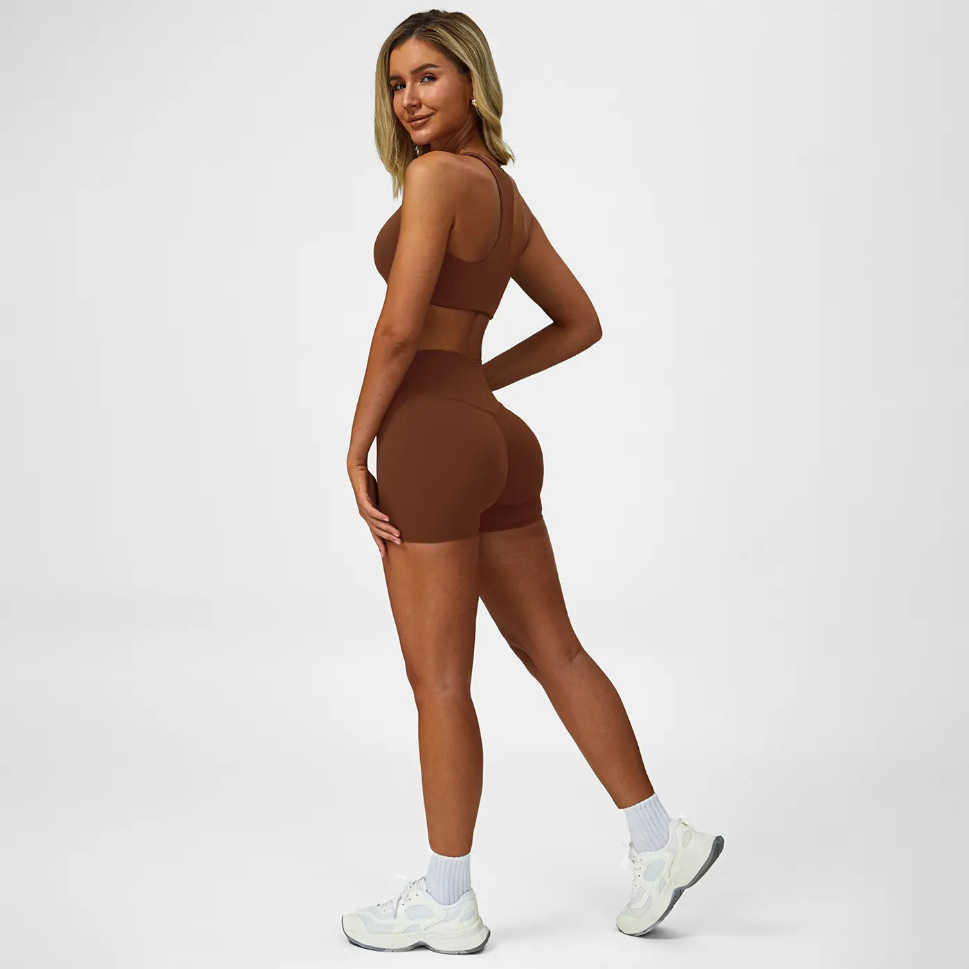 Women's Two-Piece Solid Backless Camisole and High-Waisted Shorts Tracksuit, Sleeveless Spaghetti Strap Crop Top and Fitted Shorts, Versatile Sportswear for Indoor and Outdoor Activities