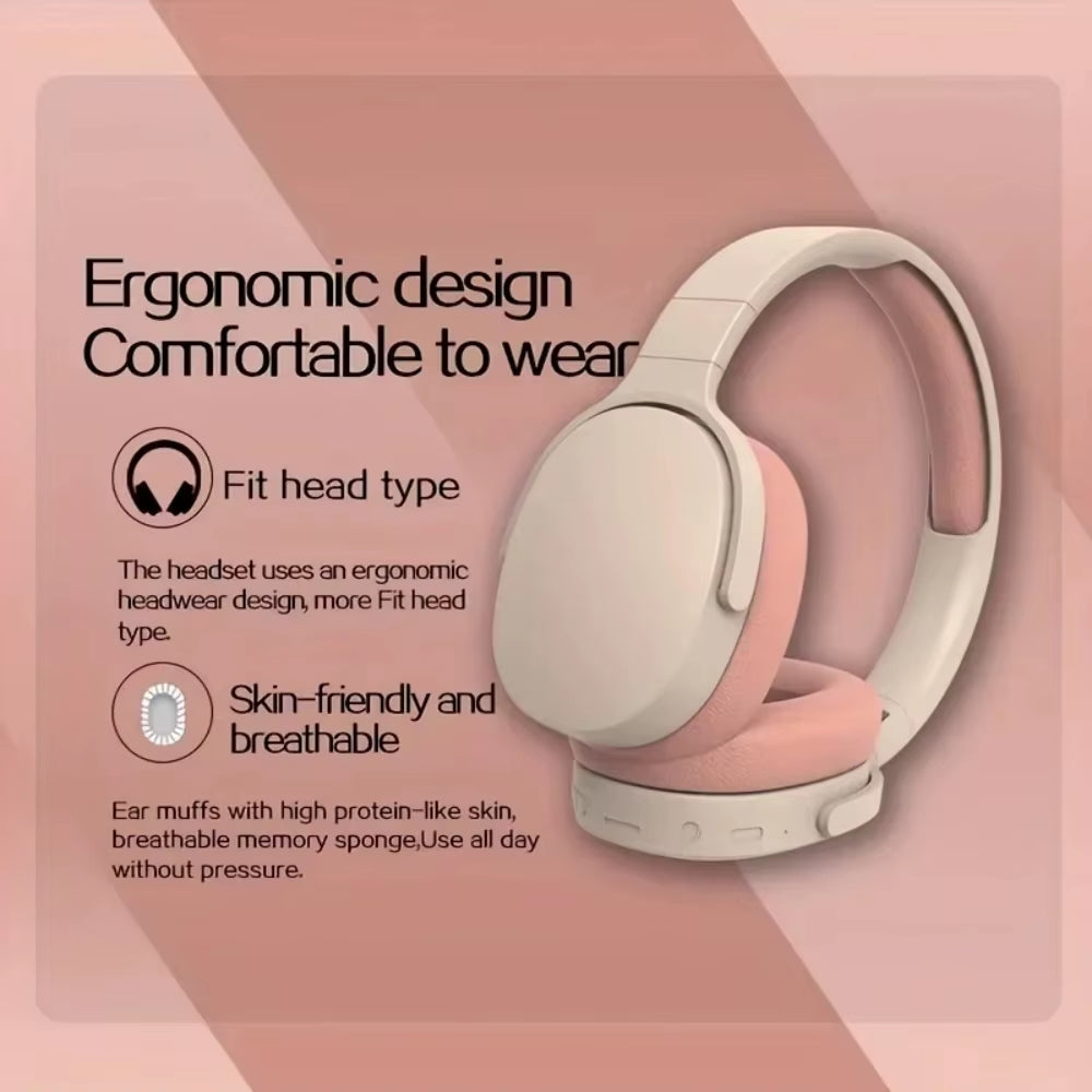 Wireless Bluetooth Headphones In-Ear Hifi Stereo Headphones Wireless Bass Gaming Headphones Tf/Aux Music Player with Microphone