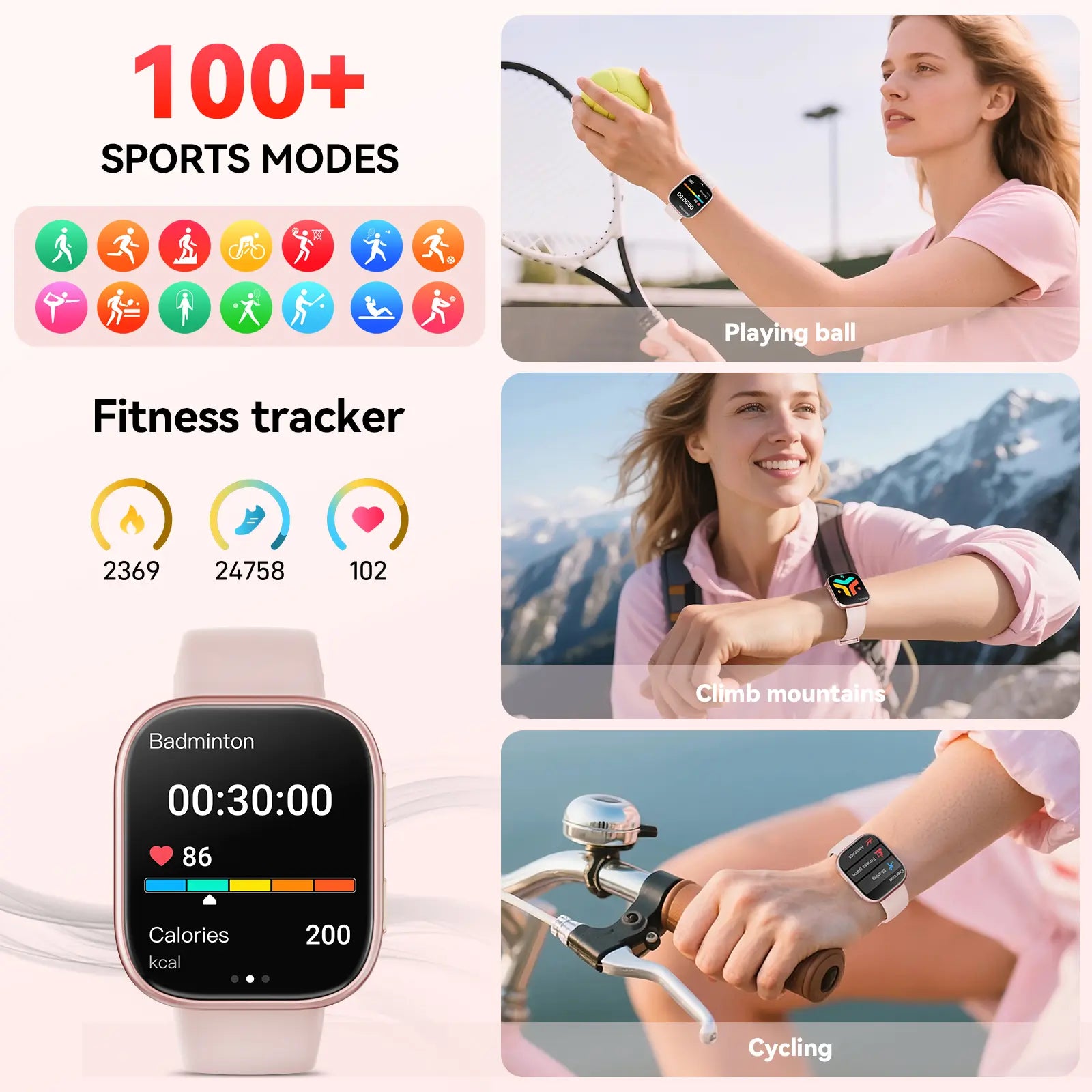 2026 Women's Smartwatch: Fitness Tracker with Call & Message Alerts, 100+ Sports Modes, Customizable Dials - Perfect Gift for Android & iPhone Users!