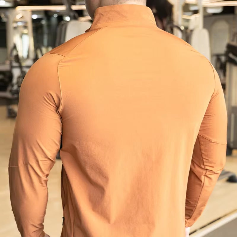 Men'S Sports Fitness Jacket Jacket Running Training Clothes Autumn and Winter Long-Sleeved Quick-Drying Outer Jacket