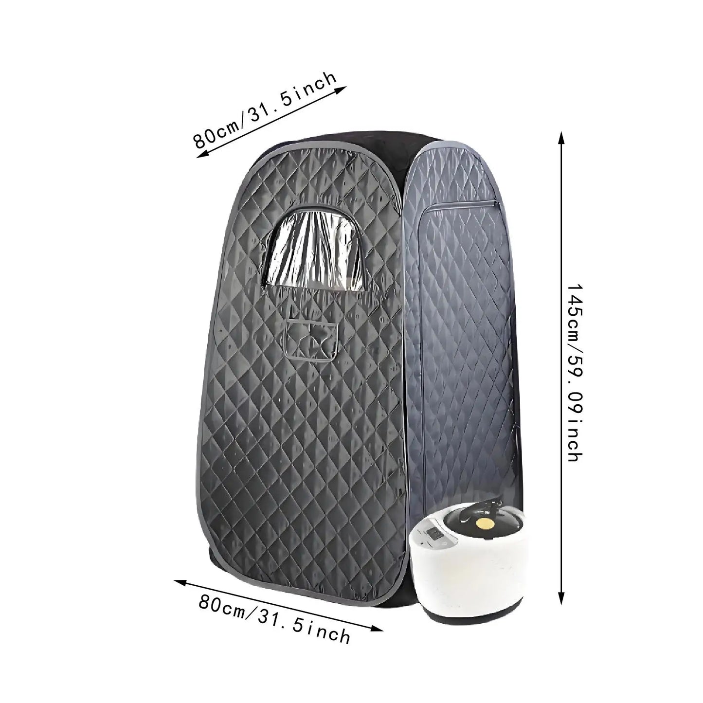 Portable Steam Sauna Box with Folding Chair Black