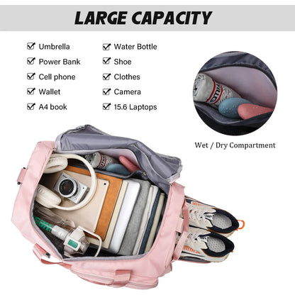 Eslcorri Gym Duffle Bag for Women & Men – Sports Travel Bag with Wet Pocket & Shoe Compartment, Fitness Weekender Bag