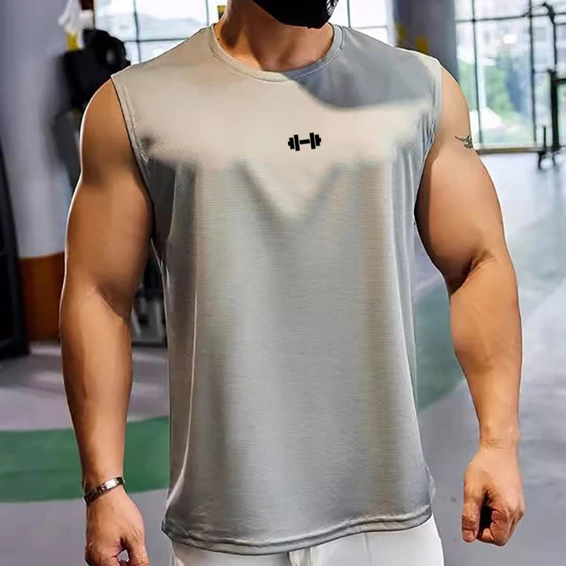 Summer Gym Tank Top Mens Fitness Training Clothing Quick Dry Loose Fit Bodybuilding Sleeveless T Shirts Fashion Basketball Vest