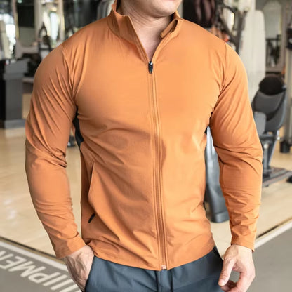 Men'S Sports Fitness Jacket Jacket Running Training Clothes Autumn and Winter Long-Sleeved Quick-Drying Outer Jacket