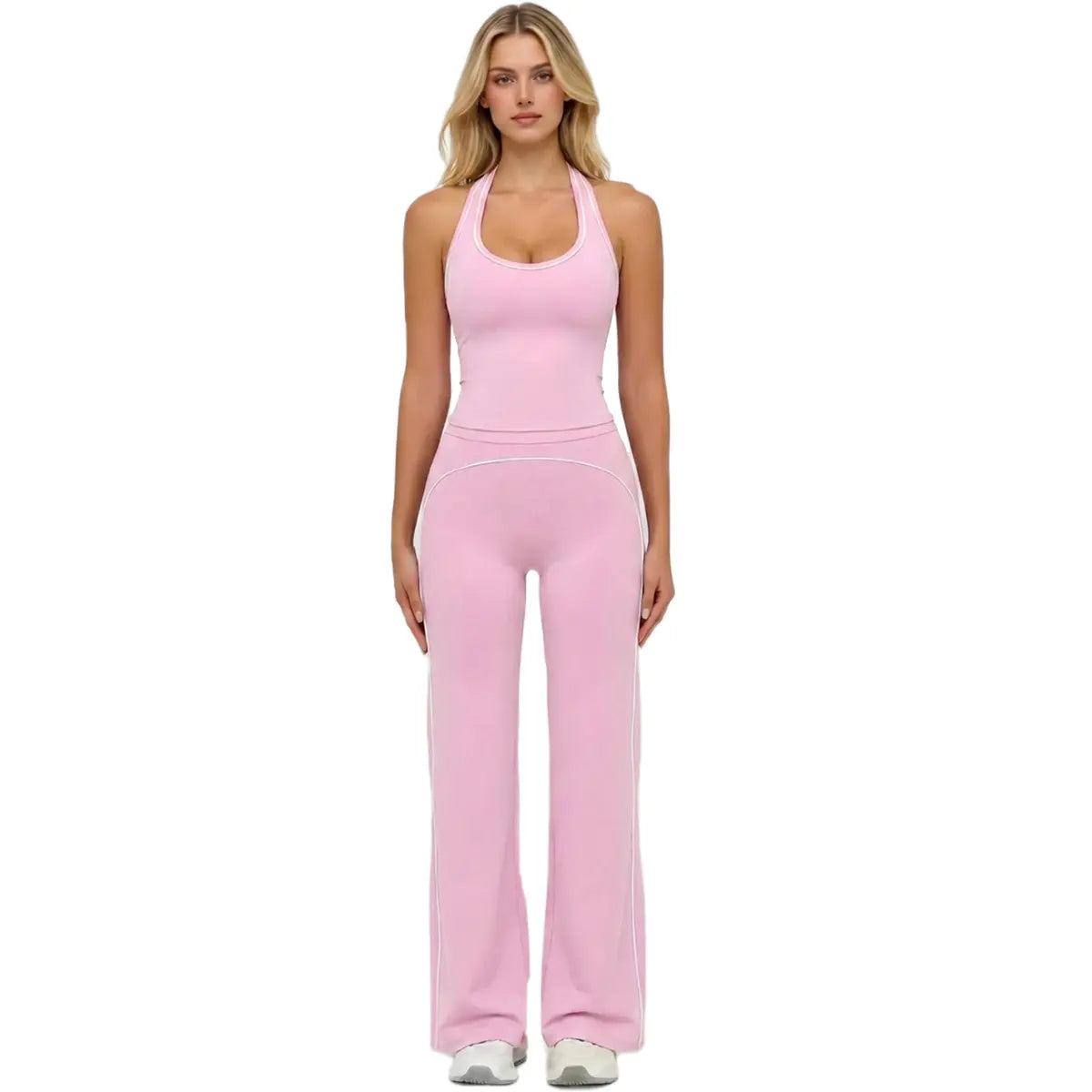 Women'S 2-Piece Yoga Clothes Set, High-Waisted Crossover V-Cut Flare Leggings & Tank Tops, Tummy Control Stretchy Spandex Gymwear for Yoga, Running, 2 Piece Sets, Workout Sets for Women