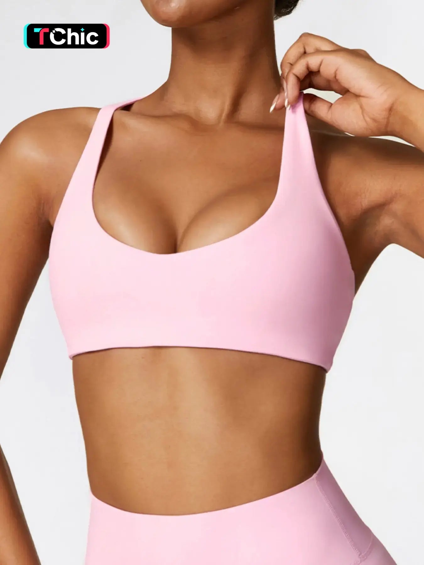 Women'S Solid Wireless Sports Bra, Breathable Comfortable Sports Bra, Gym Clothes, Pickleball Tennis Bras, Ladies Sportswear for Indoor Outdoor Wear