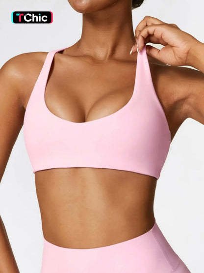 Women'S Solid Wireless Sports Bra, Breathable Comfortable Sports Bra, Gym Clothes, Pickleball Tennis Bras, Ladies Sportswear for Indoor Outdoor Wear