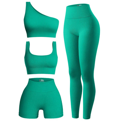 Women's 4 Piece Ribbed Active Set