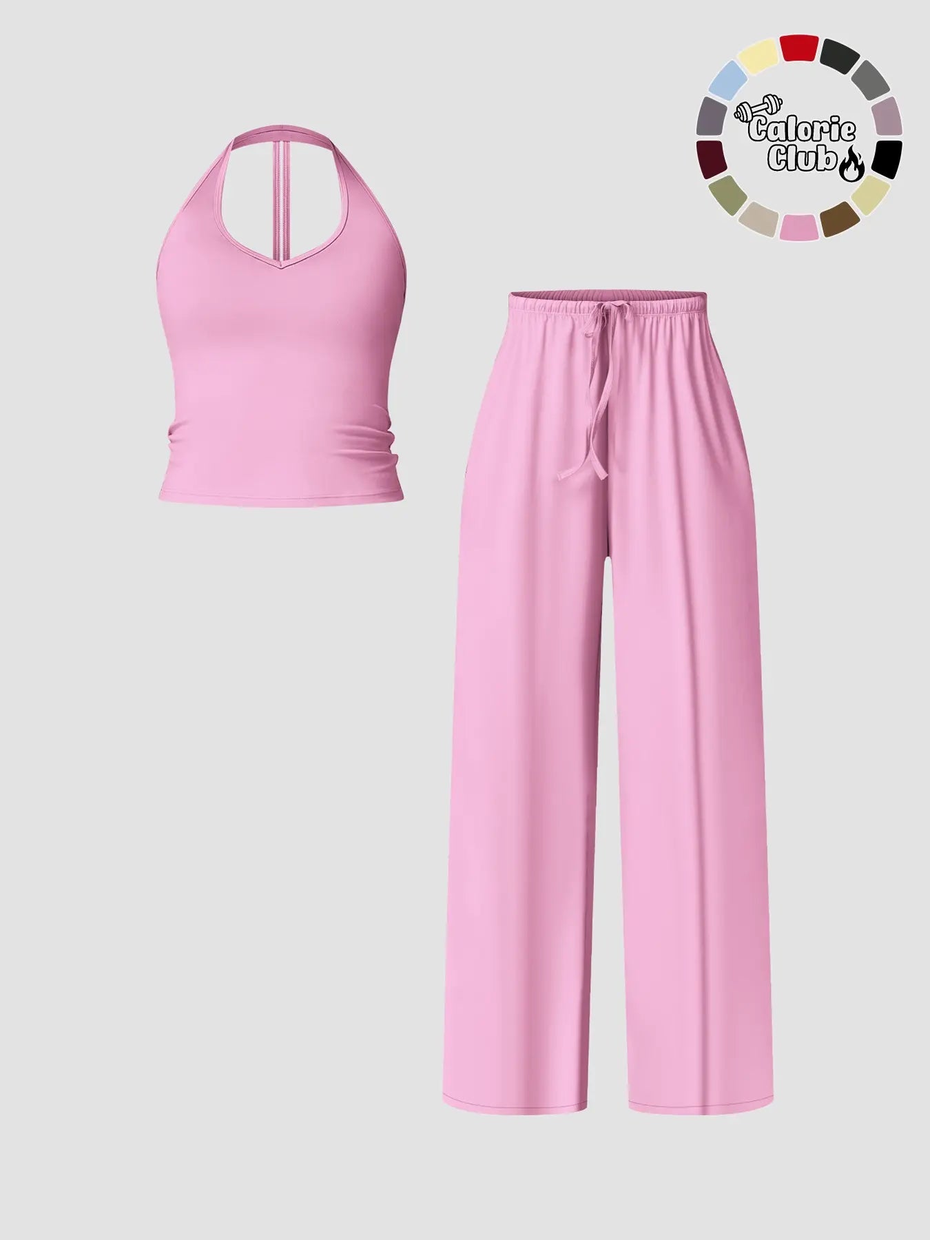 Women'S Quick-Dry Sports Tank Top, Casual High-Waisted Bell Bottoms, Comfortable Sporty, All-Season Plain Style, Sports Wear Set
