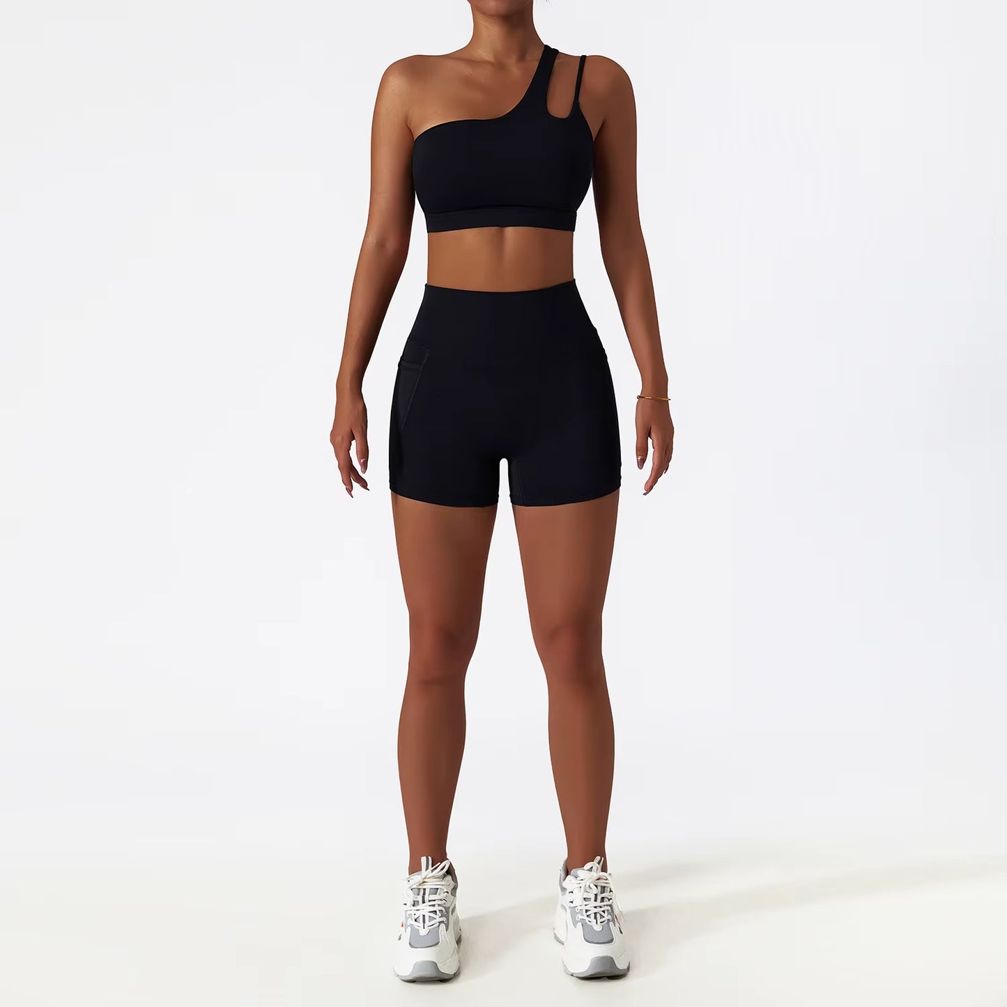 Women Seamless One Shoulder Yoga Set Sexy Sports Bra Workout High Waist Yoga Suit Leggings Workout Set Fitness Suits Sportswear