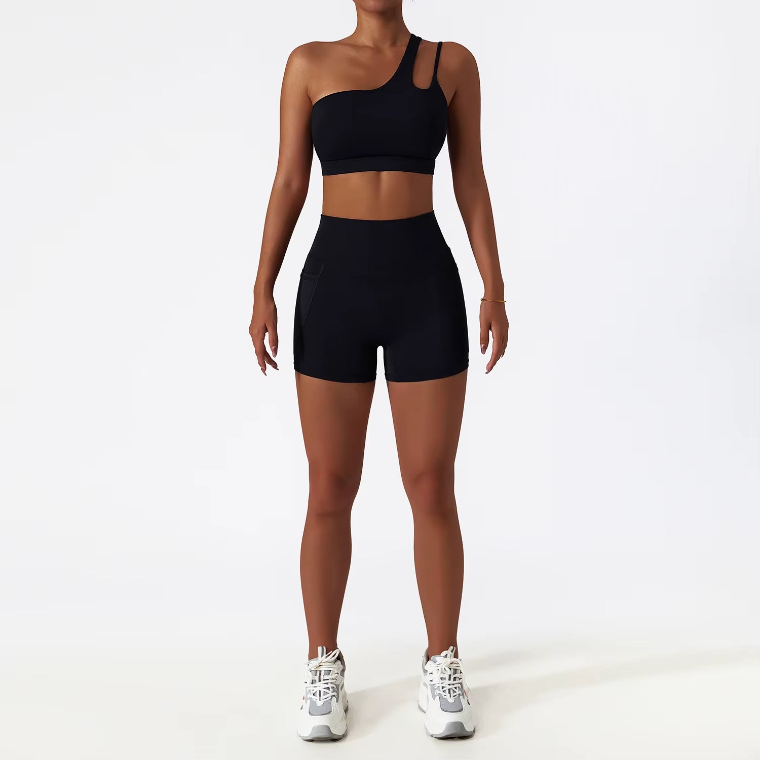 Women Seamless One Shoulder Yoga Set Sexy Sports Bra Workout High Waist Yoga Suit Leggings Workout Set Fitness Suits Sportswear